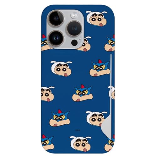 iPhone16 Pro 用 ケース クレヨンしんちゃん アクション仮面しんちゃん パターン 薄型 カード収納 スリム ハードケース 【日本国内発送】 Crayon Shinchan Face Pattern Card Slim S1 Case スマホケー
