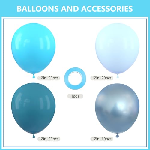 Image of Blue Balloon Metallic Blue Balloons Set 12 Inches,70 Pcs Latex Balloons Party Balloons for Birthday