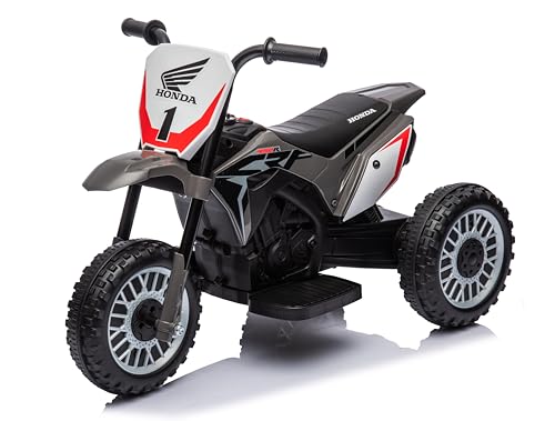 Moto Elettrica per bambini Triciclo Mini Cross Honda CRF450L Trimoto da Cross 6 Volt con Suoni integrati Grigio