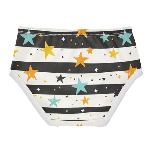 ZZKKO Yellow Blue Star Black Stripe Girls Underwear Toddler Panties for Girls Comfort Brief Size 2T-8Y2