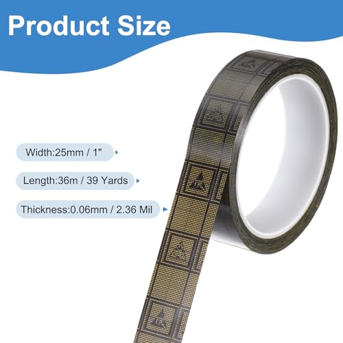 Image of PATIKIL Antistatic Tape, 2.36 Mil Thick, 1 Inch x 39 Yards Conductive Adhesive Grid ESD Tape for Circuit Board Laptop Mobile Phone Communication Electronics Parts Black /Yellow