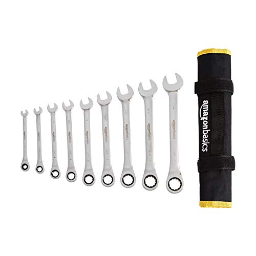 AmazonBasics Ratcheting Wrench Set - SAE, 9-Piece