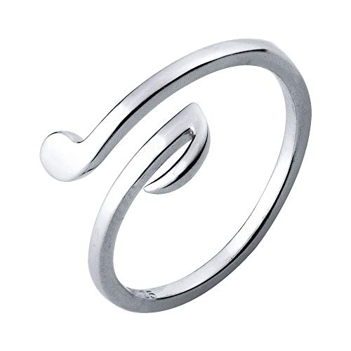 Minimalist Music Note Open Statement Ring S925 Sterling Silver Adjsutable Simple Wrap Cuff Expandable Finger Band Wedding Engagement Eternity Rings Jewelry Gifts for Women Daughter