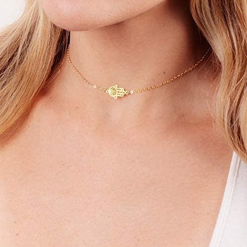 Hamsa Choker Necklace – Gold or Sterling Silver Filigree Hand of Fatima, Handmade Jewelry 14"–17" - Image 8