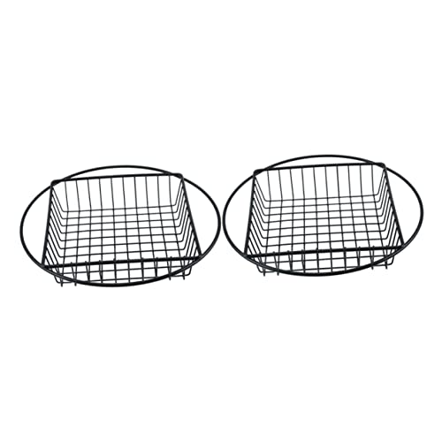 HOLIDYOYO 2pcs French Fry Basket Food Trays Appetizer Platters Food Strainers Chip Serving Basket Home Storage Baskets Fried Snack Basket Kitchen Storage Basket Stainless Steel Black