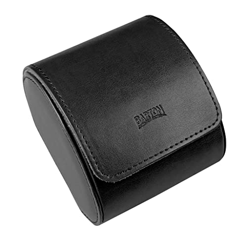 Image of BARTON WATCH BANDS, Watch Roll - Black Recycled Leather Watch Travel Case & Watch Band Storage - 1 Watch Case