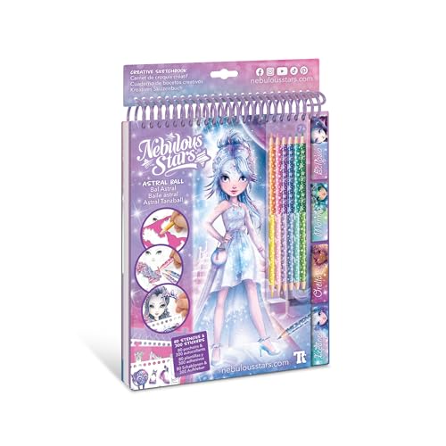 Nebulous Stars Fashion Sketchbook – Star Gala Edition, kreatives Designbuch für Kinder ab 7 Jahren zum Zeichnen, Ausmalen und Erstellen von modischen Looks, inklusive Inspirationsseiten und Zubehör