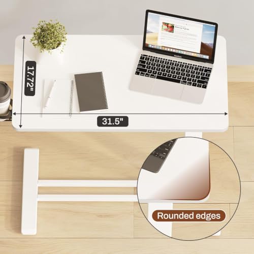 Image of FLEXISPOT Mobile Standing Desk with Wheels Pneumatic Laptop Desk Rolling Computer Cart Movable Height Adjustable Small Sit Stand Desk Computer Workstations Home Use(27.6 inch W x 15.7 inch D,White)
