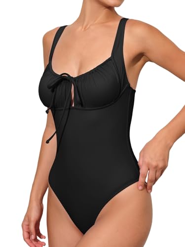 Image of BERLOOK Womens One Piece Swimsuits Floral Push Up Bathing Suit Sexy Tie Slimming Swimsuits for Women Swimwear