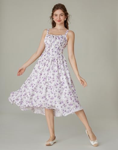 Image of Scarlet Darkness Women's Floral Midi Dress Corset Sundresses 2026 Summer Spring Vacation Milkmaid Dresses