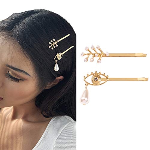 JONKY Vintage Pearl Rhinestone Hair Clips Set Alloy Golden Elegant Hair Pins Hair Accessories Daily Party Prom Hair Barrettes Best Gifts for Women and Girls ?Pack of 2?