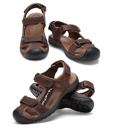 Men Closed Toe Walking Sandals Leather Sports Outdoor Sandals Water Shoes Summer Holidays Beach Sandals Fisherman Sandals4