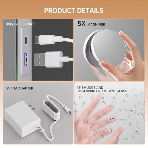 Smart Mirror with Lights and Bluetooth