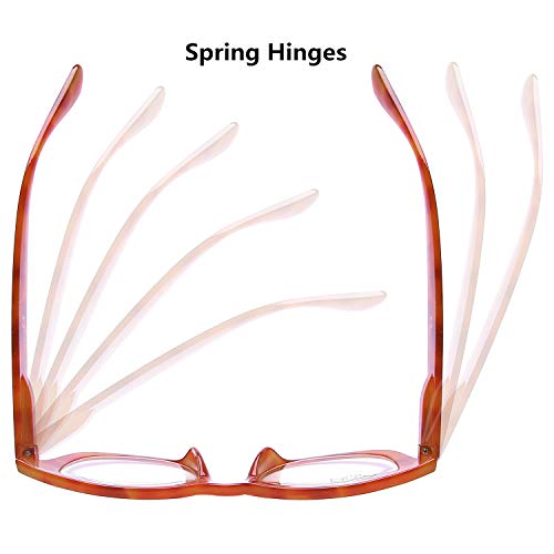 DOOViC Wide Frame Reading Glasses Womens 2.25 Blue Light Filter Orange Frame Reader - Image 3