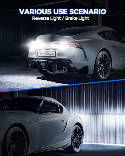 Image of Marsauto Upgraded 7443 7440 LED Bulbs for Reverse Lights, T20 7441 7444 Replacement with Projector for Backup Tail Brake Signal Parking DRL Lights, 6000K Xenon White Pack of 2