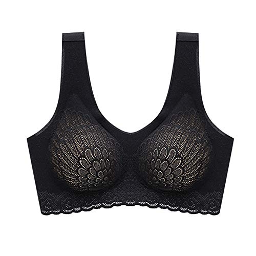 PerGrate 2020 Moda Encaje Transpirable Ropa Interior 5D Contour Bra sin costuras para Deportes Yoga Running Negro, Verde, Gris, Rosa y Color de la Piel, negro, X-Large