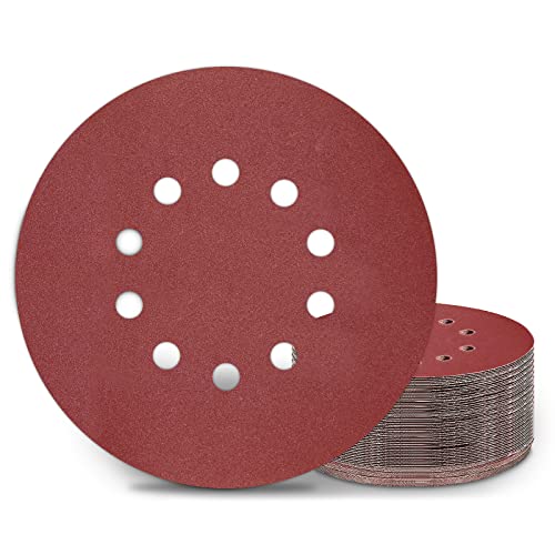 KONGMING 25 Pièces Disques de Ponçage 225mm Grain 180 Disque Abrasif 225mm 10 Trous pour Girafe Ponceuse