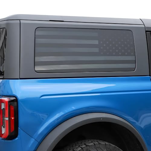Image of Rear Window Decals Sliding Window Glass Emblem Stickers for Ford Bronco 2021 2022 2023 2024 Exterior Accessories (American Flag)