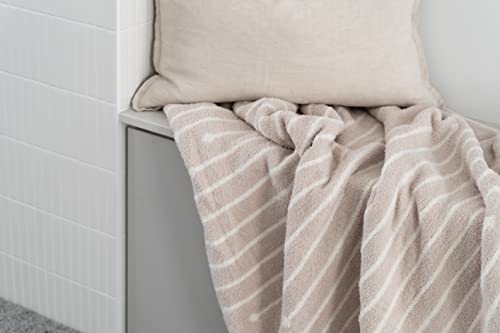 Dluxev Luxurious Super Soft Throw Blanket, Fluffy Cozy Taupe Tan Blanket For Bed, Knitted Comfy Texture, Striped Boho Chic Throw For Sofa/Couch, Gift For Women, Beige & Cream Diamond 50"X60" #TOP4