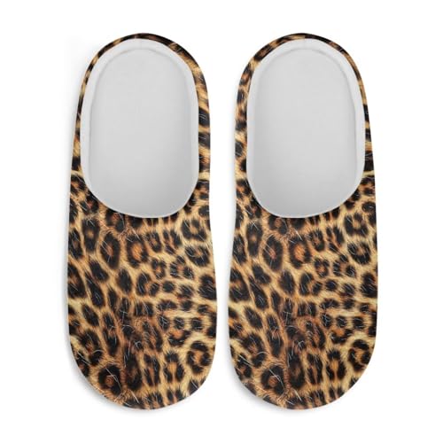 Howilath Leopard Print Plush House Shoes for Women Non-Slip House Shoes with Flannel Upper Casual Fuzzy Slippers2