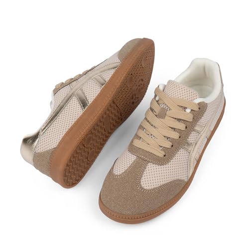 Image of Tigeridea Casual Sneakers for Women Lightweight Lace Up Tennis Shoes | Non-slip Lace Up Fashion Sneaker, Round Toe Retro Walking Shoes, 2026 Trendy Comfortable Trainers