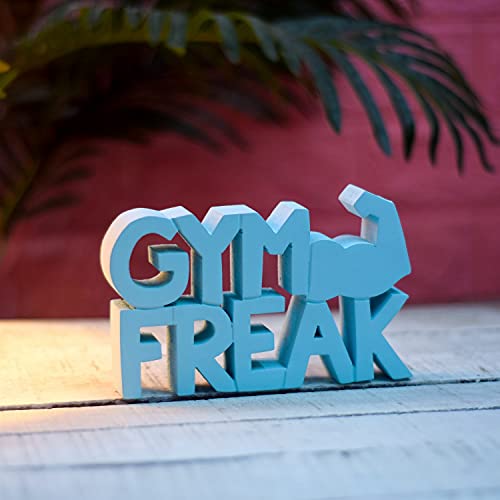 Image of NUKKAD TALES Engineered Wood Gym Freak Blue Quirky Showpiece Home Decor Items Decorative Items For Book Shelf Birthday Gift Items Gift For Gym Lovers (7 X 4.70 Inch)