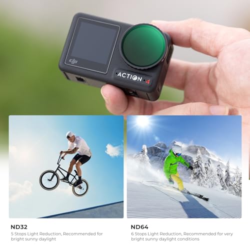 K&F Concept ND8 ND16 ND32 ND64 for DJI Osmo Action 5 Pro/Action 4, 4-Pack ND Filters Multi-Coated Neutral Density Accessories - Image 4