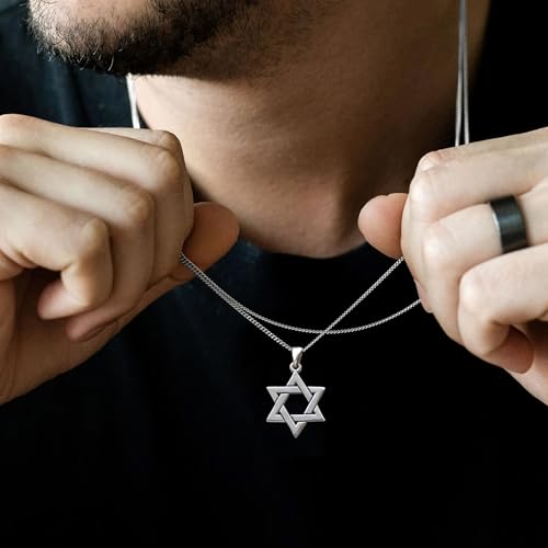925 Sterling Silver Jewish Star of David Necklace - Interlocking Magen David Pendant - Handmade Jewelry for Men Women - Estrella de David - Religious Judaica Amulet3