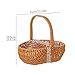Elegant Wicker Flower Girls Basket with Handle, Handwoven Picking Basket Eggs Storage Basket, Rustic Wedding Rattan Baskets for Wedding Birthday Party (Light Brown)