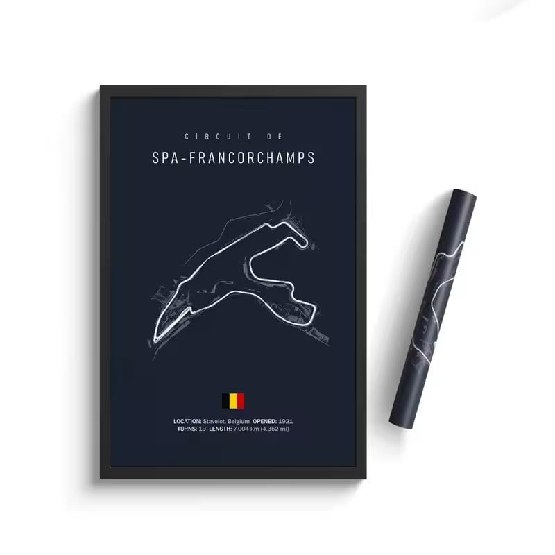 Designful Poster mural sur toile Motif circuit de piste F1 Spa-Francorchamps 30 x 40 cm sans cadre