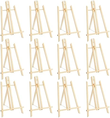 Wood Table Top Easels, Bulk Easel Stands for Painting Canvases (13.8 in, 12 Pack)