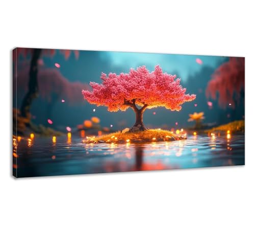 数字油絵 夢 木 ペイントバイナンバー 子供用 大人用 キャンバスペインティングキット 初心者向け 簡単 数字でペイントキット DIY 手工 芸術手塗り 油絵セット 3-ブラシ絵の具が入 壁飾り ホームデコレーション 女性へのギフト 40x80cm 0z-