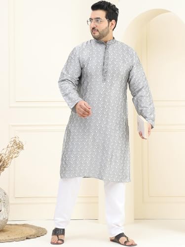 Sojanya PLUS (Since 1958), Men's Silk Blend Kurta and Off White Pyjama Set2