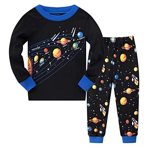 Boys Pyjamas Sets Solar System Space Pyjamas Cotton Long Sleeve Christmas Pjs 2 Piece Outfit Pajamas for Kids Clothes 2-7 Years Cover