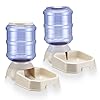 Automatic Pet Feeder & Waterer Set of 2 Pack, Self Feeding Replenish Dog Cat Bowls, Gravity Food & Water Storage Container Fountain Jug Pet Supplies Plastic Skid Proof Rubber Feet (White)