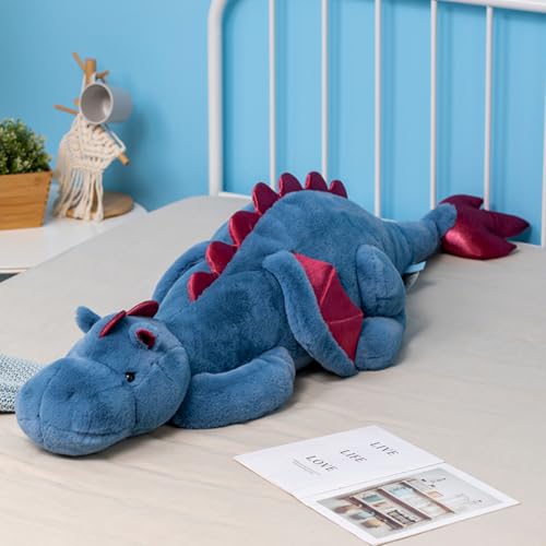 IFX24 Weighted Stuffed Animals 10Lbs 35.4', Weighted Dragon Stuffed Animal for Kids and Adults, Heavy Weighted Stuffed Animals for Comfort and Relaxation. Blue, Pink, and Green Available