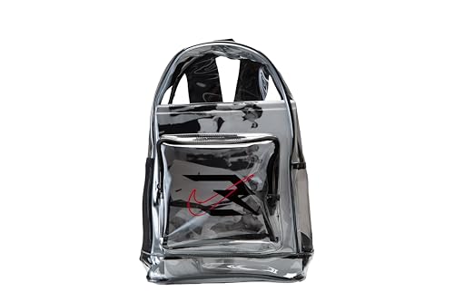 Image of Nike 3 Brand Clear Backpack - Black - One Size (23L) | See through school bookbag for boys, girls, men, women. Zip main compartment, side mesh bottle pocket, padded shoulder straps