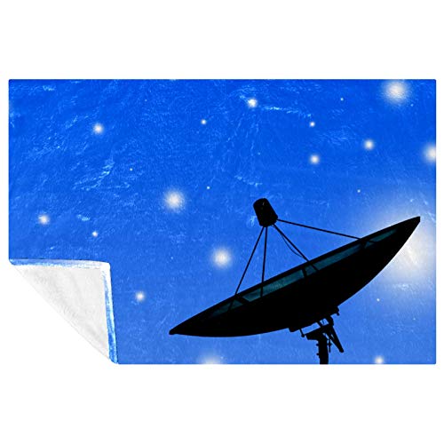 Decke mit Satellitenschüssel-Aufdruck, weich, warm, gemütlich, Überwurf für Bett, Couch, Sofa, Picknick, Camping, Strand, 150 x 100 cm