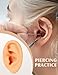 2 Pcs Soft Silicone Ear Model, Left and Right Flexible Fake Ear for Earrings Display, Realistic Ear Model for Piercing Practice, Acupuncture Teaching Tool (Medium Skin Tone)
