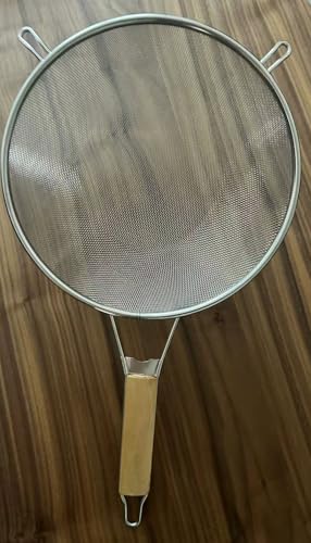 10-Inch Fine Mesh Strainer with Stainless Steel Frame & Wooden Handle | Perfect for Sifting, Draining, & Straining | Essential Kitchen Gadget