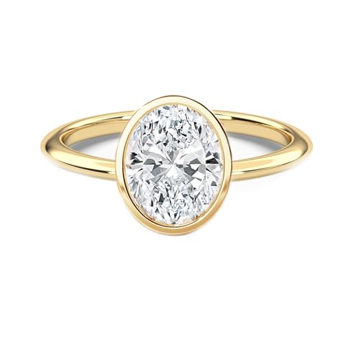 10K 14K 18K Solid Gold Moissanite Engagement Ring 1 1.5 2 2.5 3 Carat Center Oval Cut Solitaire Moissanite Bridal Ring 925 Sterling Silver Moissanite Wedding Ring Promise Ring for Her Women Wife