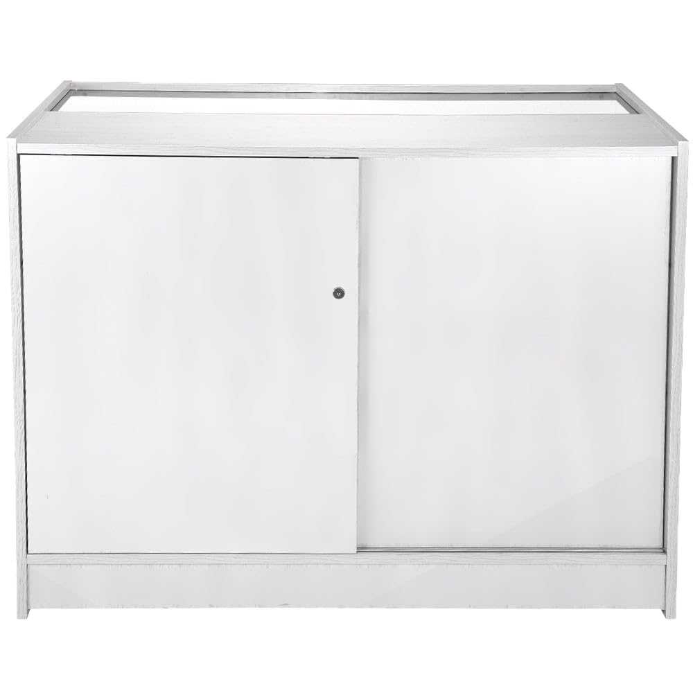 Banco Vendita K1200 con Vetrina in Vetro e Serratura | Bancone Espositivo Sicuro ed Elegante per Negozi | 3 Livelli di Esposizione con Ripiani Rimovibili | L120 x P60 x H90 cm | Facile da Montare