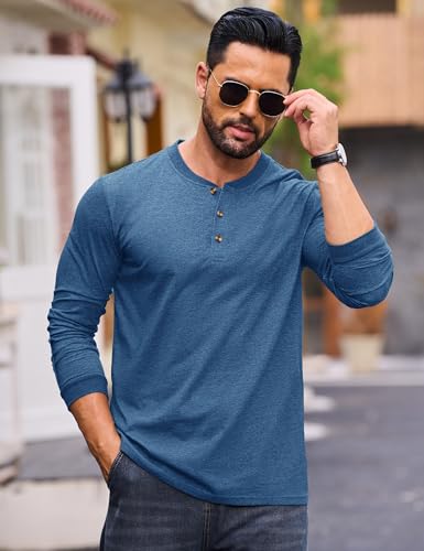 Cotrasen Mens Henley Long Sleeve Shirts Cotton T-Shirts 3 Button Tops Fashion Casual Basic Tee2