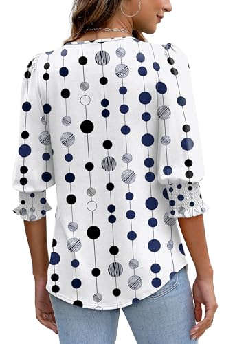 Image of XIEERDUO Blouses for Women Dressy Casual 3 /4 Length Sleeve Womens Tops with Smocked Cuffs