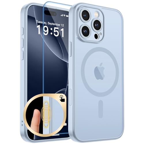 zapica Magnetic for iPhone 16 Pro Max Case, Silver Blue