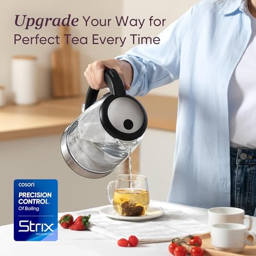 Cosori Electric Kettle, No Plastic Filter & Spout, 1.8Qt Tea Kettle & Hot Water Boiler For Coffee & Tea, Water Heater & Teapot, Automatic Shut Off, Borosilicate glass, Black, 1500W - Image 4