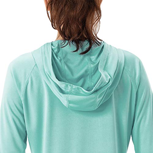 Women's UPF 50+ UV Sun Protection Hoodie Long Sleeve Hiking Shirt Outdoor Performance Running Fishing Hoodie (Aqua Green, M)