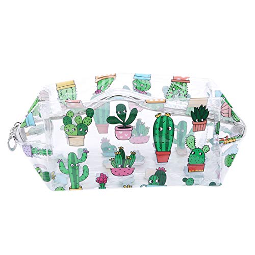 Preisvergleich Produktbild VWH Frauen Reisen Klar Kulturbeutel Kosmetiktasche PVC Bilden Fall Aufbewahrungstasche Strand Waschen Organizer Tasche(Kaktus)