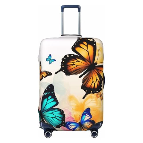 Beautiful Green And Yellow Butterfly Print Luggage Suitcase Covers Elastic Washable Luggage Protector Luggage Covers For Suitcase