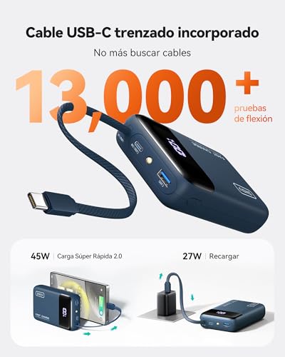 Batería Externa 20000mAh INIU 45W con Cable USB-C Integrado 4